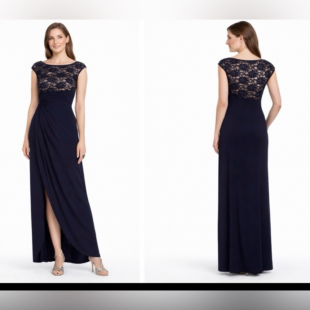 Connected Dress Blue 12 Long Sequin Wedding Party Formal Cruise New Washable